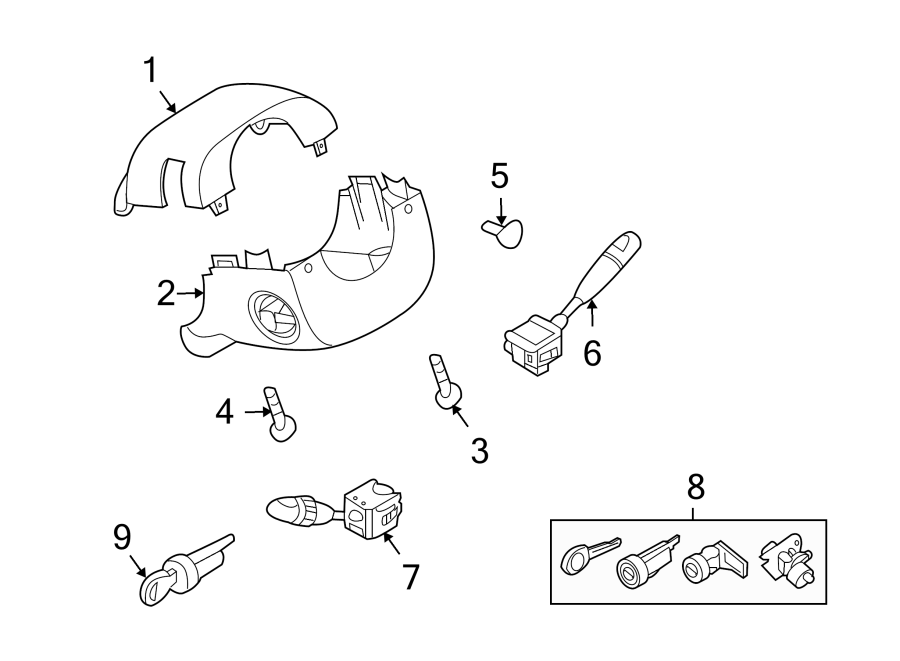 Diagram STEERING COLUMN. SHROUD. SWITCHES & LEVERS. for your 2005 Chevrolet Astro Base Standard Cargo Van 4.3L Vortec V6 A/T AWD 