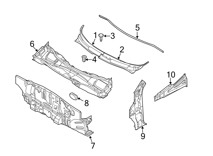 Diagram COWL. for your 2008 Chevrolet Suburban 2500   