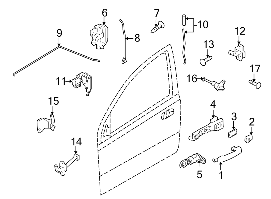 Diagram FRONT DOOR. LOCK & HARDWARE. for your 2024 Cadillac XT4   