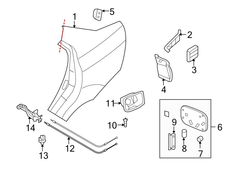 Diagram QUARTER PANEL & COMPONENTS. for your 2005 Chevrolet Trailblazer   