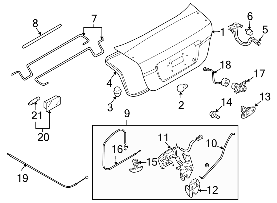 Diagram TRUNK LID. LID & COMPONENTS. for your 1990 Buick Century   