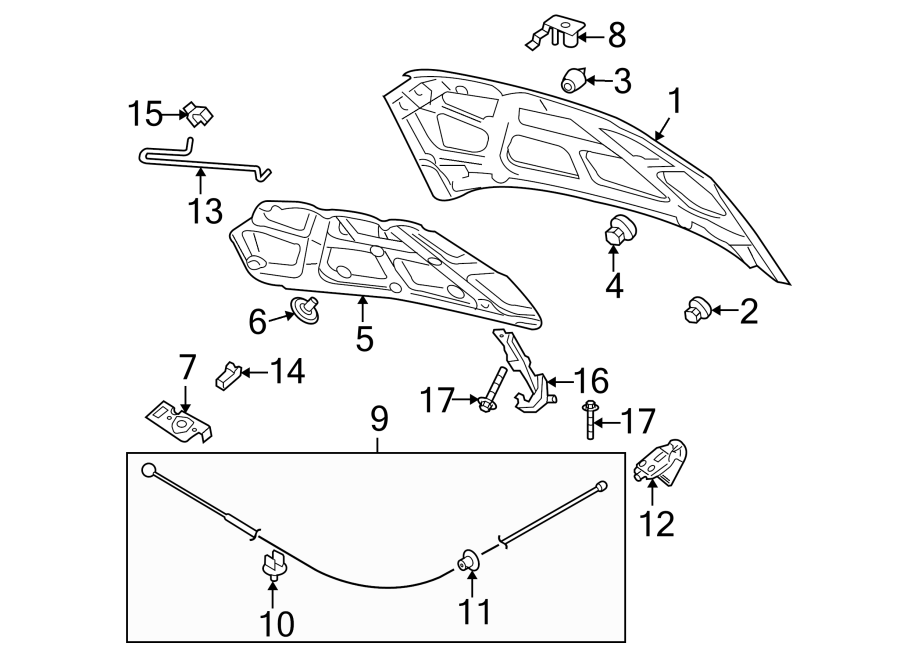 Diagram HOOD & COMPONENTS. for your 2021 Chevrolet Trailblazer   