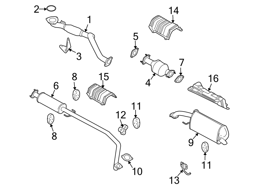 Diagram EXHAUST SYSTEM. EXHAUST COMPONENTS. for your 2023 Cadillac XT5 Livery Hearse  