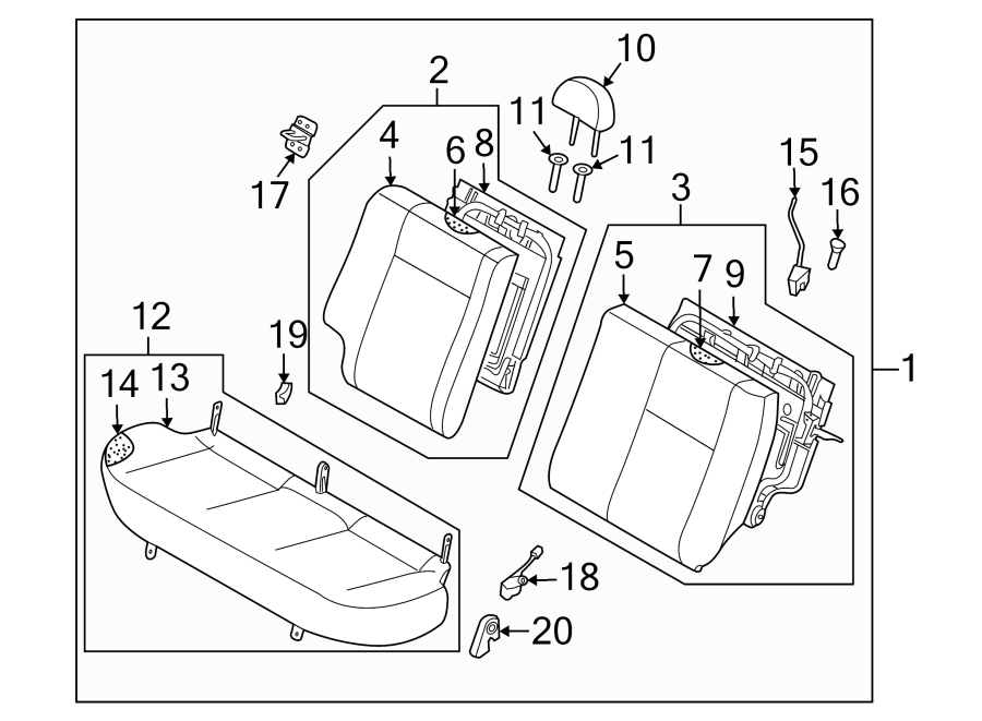 Diagram SEATS & TRACKS. REAR SEAT. for your 2005 Chevrolet Express 3500   