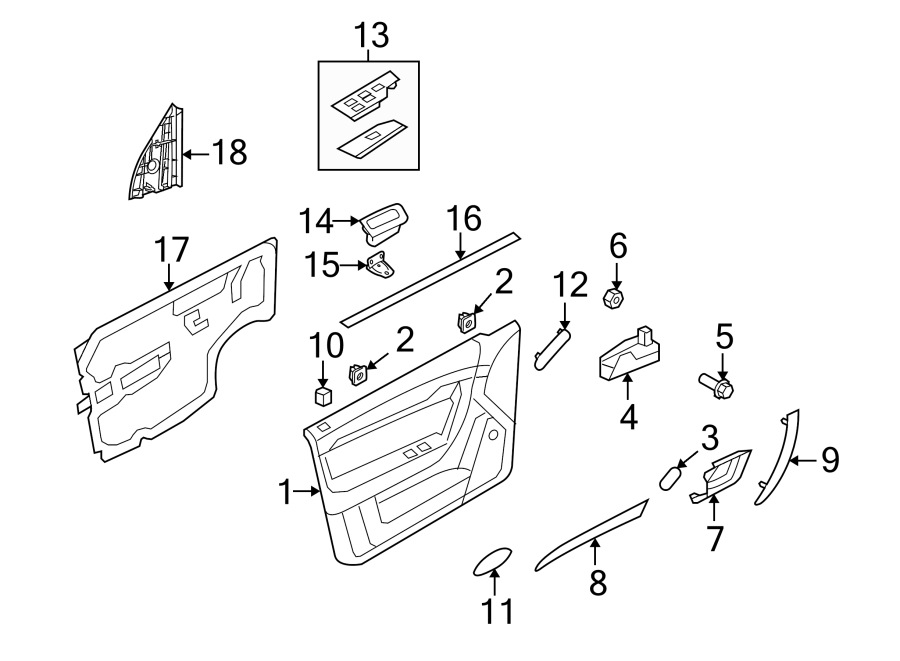 Diagram FRONT DOOR. INTERIOR TRIM. for your 2021 GMC Sierra 2500 HD 6.6L V8 A/T RWD SLE Extended Cab Pickup Fleetside 