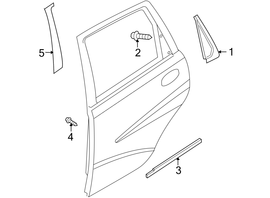 Diagram REAR DOOR. EXTERIOR TRIM. for your 2002 GMC Sierra 3500 6.0L Vortec V8 M/T RWD Base Extended Cab Pickup Fleetside 