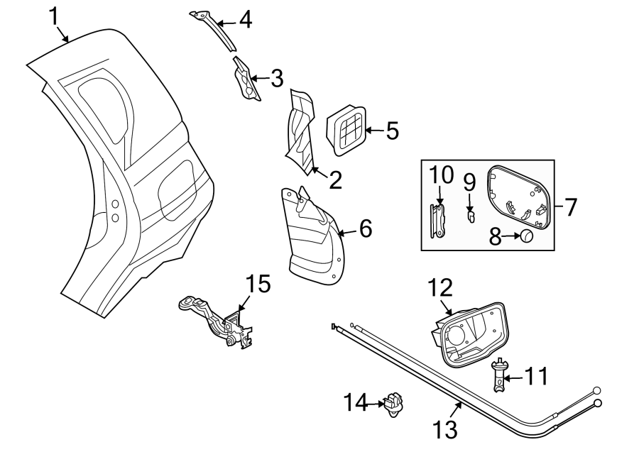 Diagram QUARTER PANEL & COMPONENTS. for your 2005 Chevrolet Trailblazer   