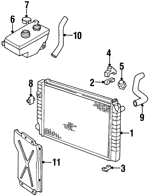 Diagram RADIATOR & COMPONENTS. for your 2011 Chevrolet Suburban 2500   