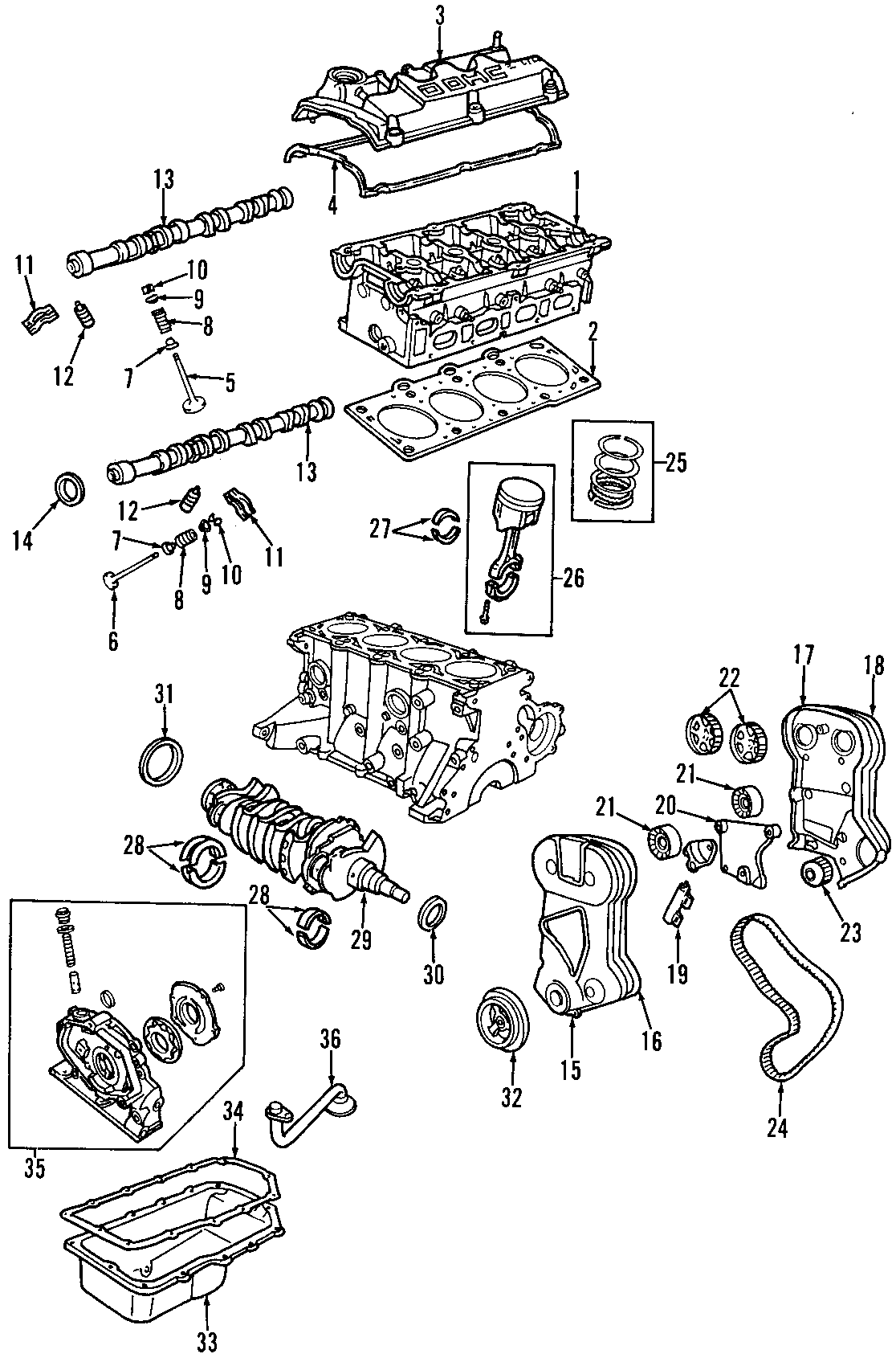 Diagram CAMSHAFT & TIMING. CRANKSHAFT & BEARINGS. CYLINDER HEAD & VALVES. LUBRICATION. MOUNTS. PISTONS. RINGS & BEARINGS. for your 1999 Dodge Neon   