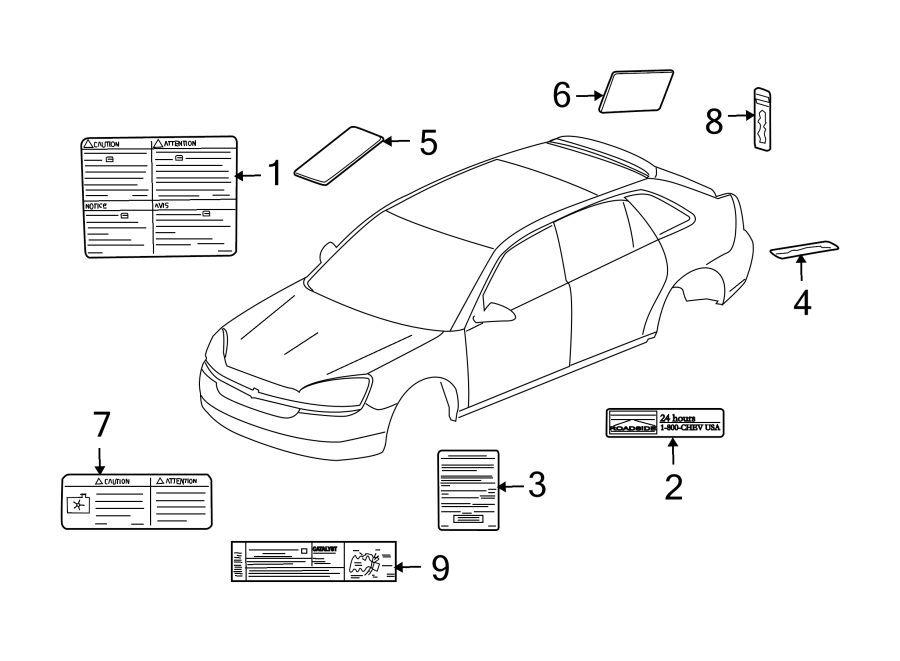 Diagram INFORMATION LABELS. for your 2016 Chevrolet Silverado   