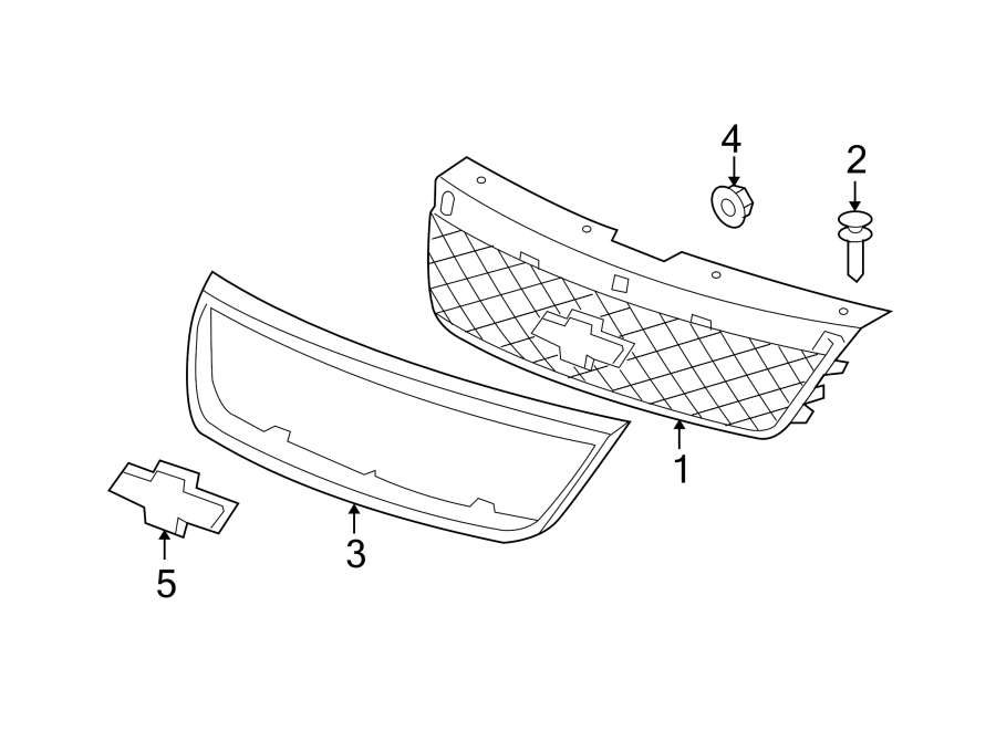 Diagram GRILLE & COMPONENTS. for your 2003 GMC Sierra 2500 HD 8.1L Vortec V8 A/T 4WD SLT Extended Cab Pickup 