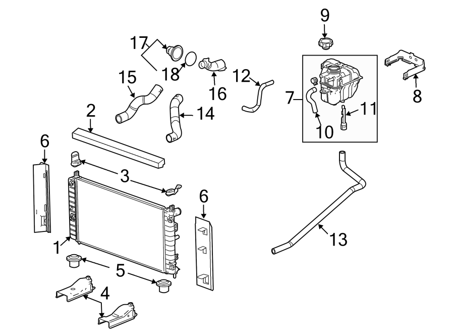 Diagram RADIATOR & COMPONENTS. for your 2005 GMC Sierra 2500 HD SLE Standard Cab Pickup Fleetside  