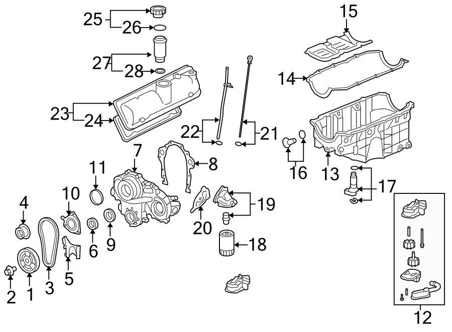 Diagram ENGINE / TRANSAXLE. ENGINE PARTS. for your 2011 GMC Sierra 2500 HD 6.0L Vortec V8 A/T 4WD SLE Standard Cab Pickup 