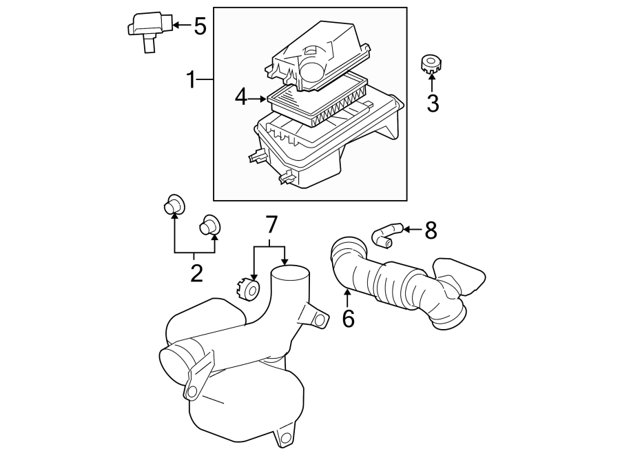 5Engine / transaxle. Air intake.https://images.simplepart.com/images/parts/motor/fullsize/CP04290.png