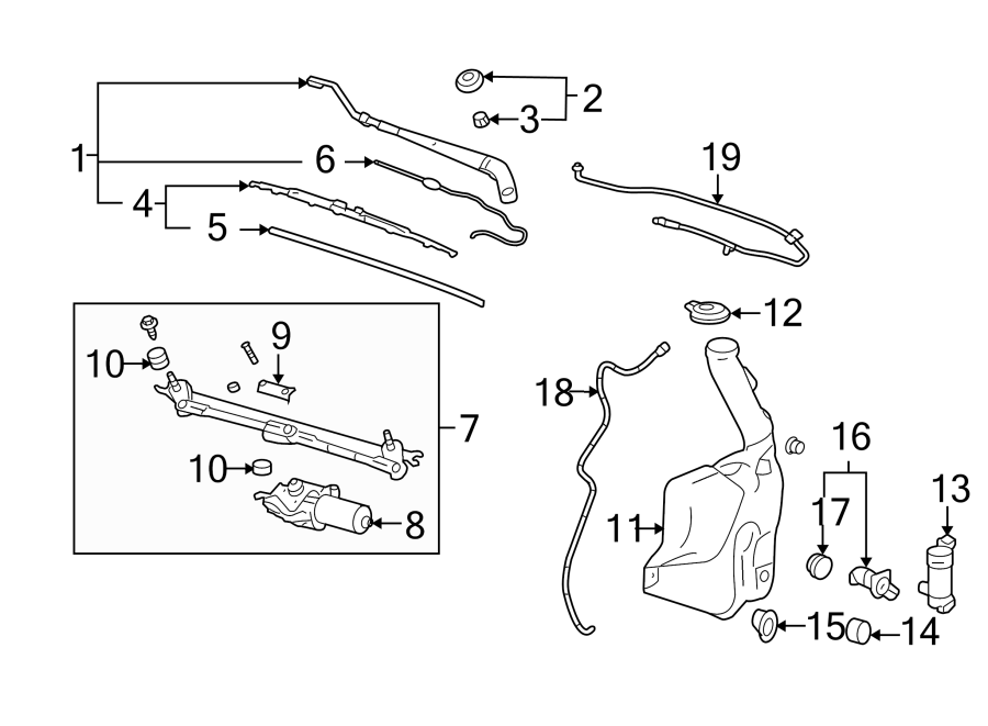 Diagram WINDSHIELD. WIPER & WASHER COMPONENTS. for your Chevrolet Bolt EV  