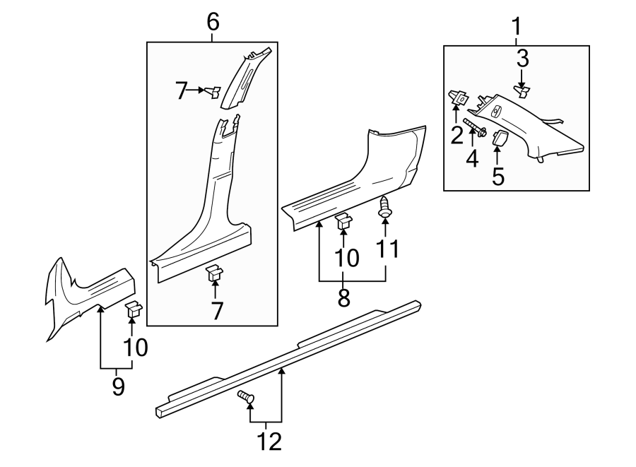 Diagram PILLARS. ROCKER & FLOOR. INTERIOR TRIM. for your 2005 Chevrolet Uplander    