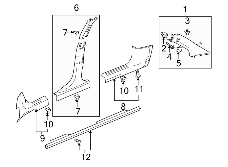 Diagram PILLARS. ROCKER & FLOOR. INTERIOR TRIM. for your 2007 Chevrolet Aveo    