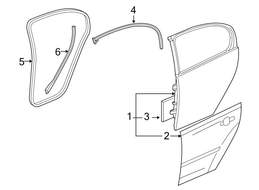 Diagram Rear door. Door & components. for your 2003 Pontiac Grand Prix   