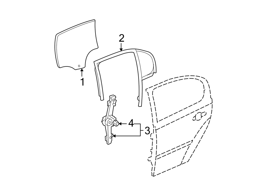 Diagram REAR DOOR. GLASS & HARDWARE. for your 2014 Chevrolet Spark 1.2L Ecotec M/T LS Hatchback 