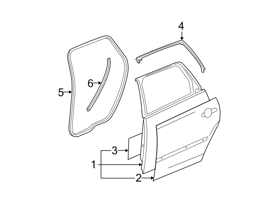 Diagram REAR DOOR. DOOR & COMPONENTS. for your 2001 Pontiac Aztek   