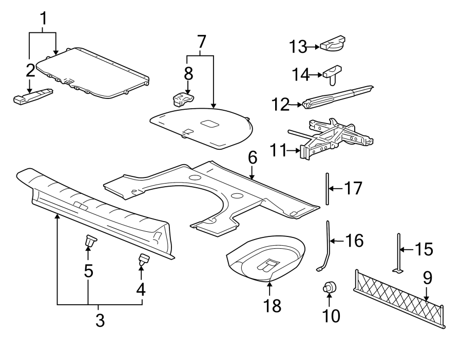 Diagram Rear body & floor. Interior trim. for your Cadillac ATS  