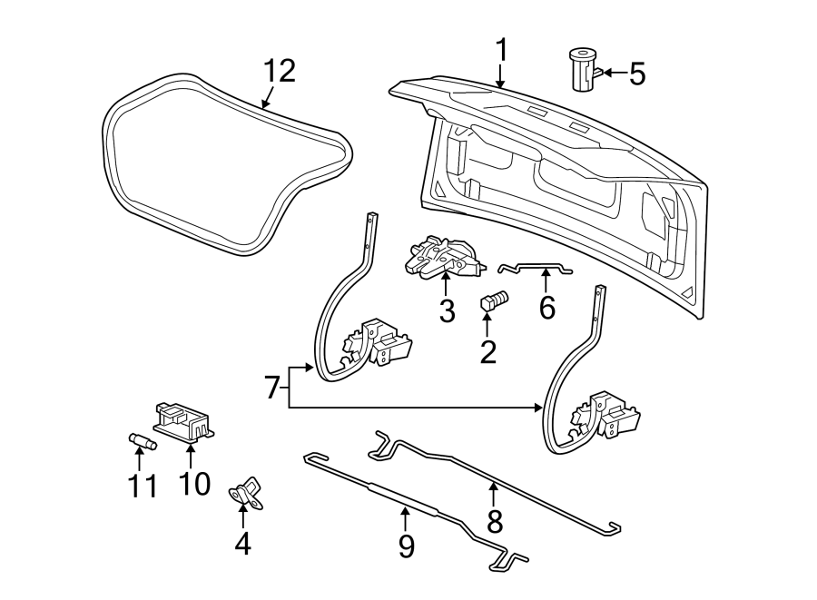 Diagram TRUNK LID. LID & COMPONENTS. for your 2005 Chevrolet Trailblazer EXT   