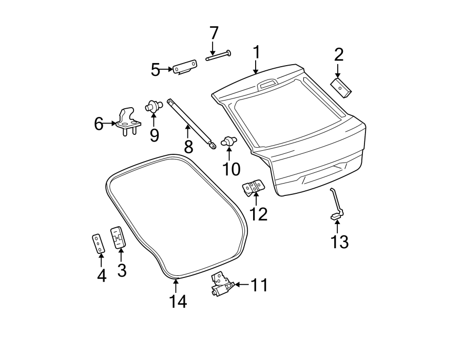 Diagram LIFT GATE. GATE & HARDWARE. for your 2020 Chevrolet Suburban    