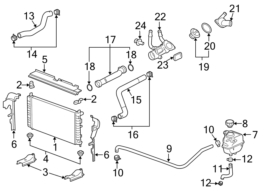 Diagram RADIATOR & COMPONENTS. for your 2011 Chevrolet Equinox LTZ Sport Utility  