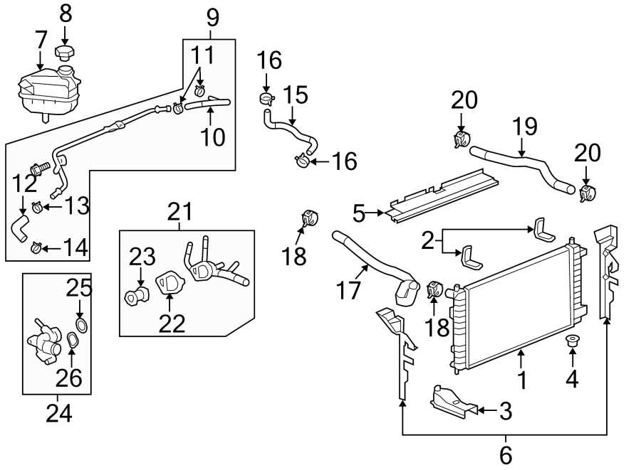 RADIATOR & COMPONENTS. Diagram