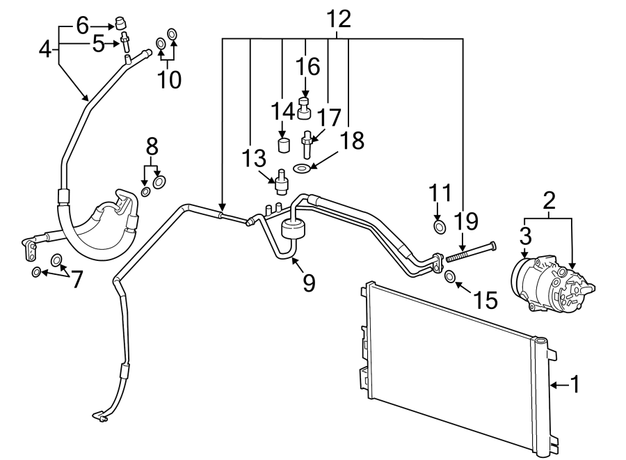 Diagram AIR CONDITIONER & HEATER. COMPRESSOR & LINES. CONDENSER. for your 1992 Buick Century   