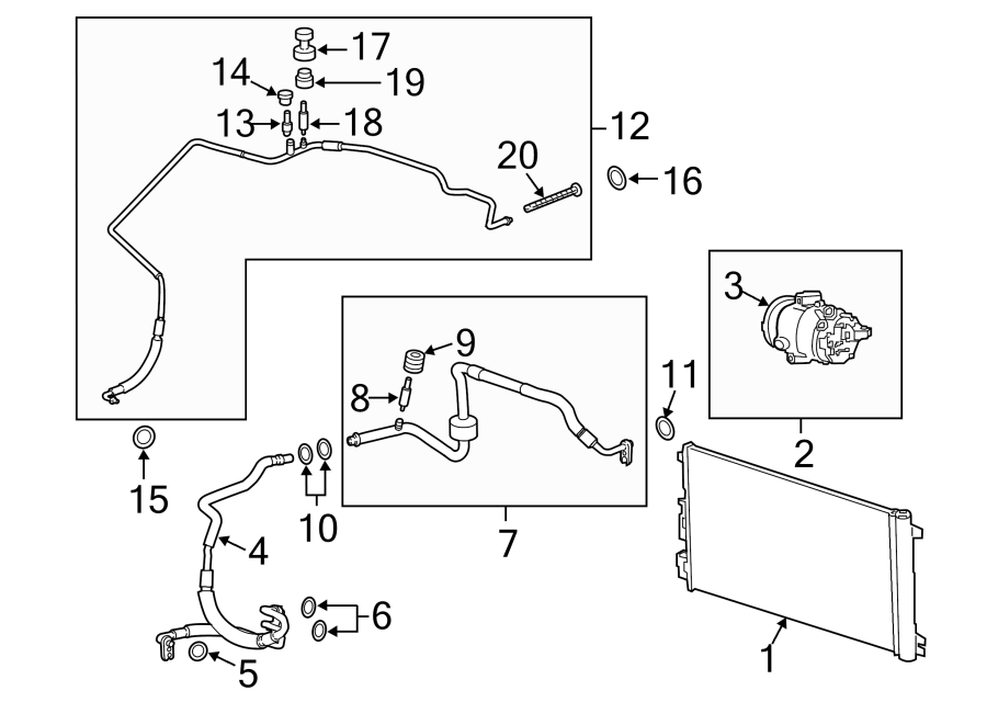 Diagram AIR CONDITIONER & HEATER. COMPRESSOR & LINES. CONDENSER. for your Chevrolet Spark  