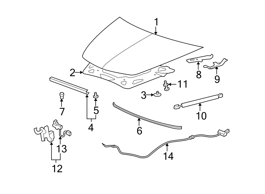 Diagram HOOD & COMPONENTS. for your 2021 Chevrolet Camaro   