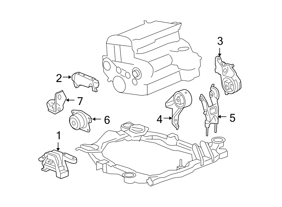 Diagram ENGINE / TRANSAXLE. ENGINE MOUNTING. for your 2002 Chevrolet Camaro 5.7L Chevrolet V8 A/T Z28 Coupe 