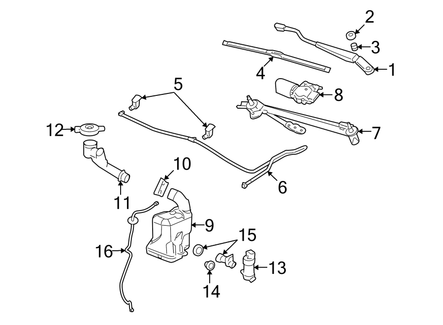 Diagram WINDSHIELD. WIPER & WASHER COMPONENTS. for your Chevrolet Bolt EV  