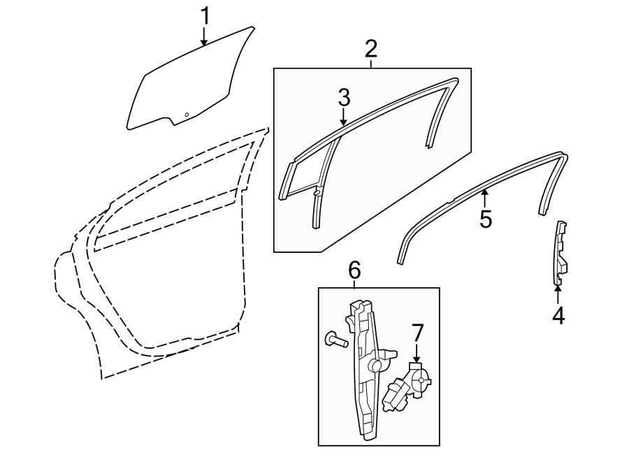 Diagram REAR DOOR. GLASS & HARDWARE. for your 2018 Chevrolet Spark   