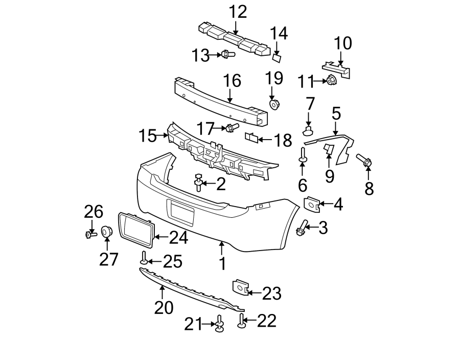 Diagram REAR BUMPER. BUMPER & COMPONENTS. for your 2019 Chevrolet Equinox 2.0L Ecotec A/T 4WD Premier Sport Utility 