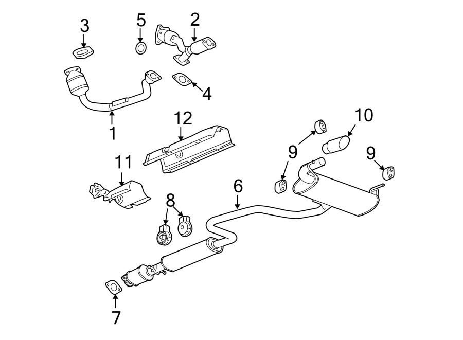 Diagram EXHAUST SYSTEM. EXHAUST COMPONENTS. for your 2005 Chevrolet Classic   