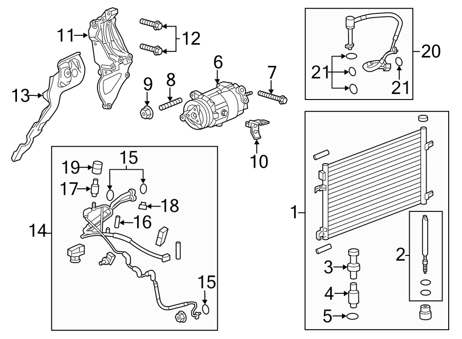 Diagram AIR CONDITIONER & HEATER. COMPRESSOR & LINES. CONDENSER. for your 2017 Chevrolet Spark   