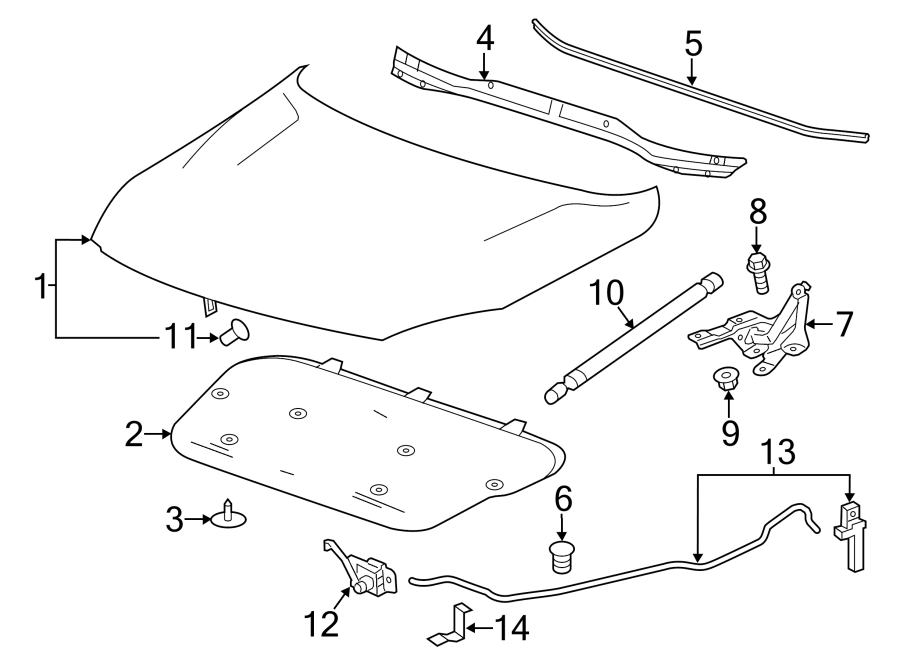 Diagram HOOD & COMPONENTS. for your 1998 Chevrolet Camaro   