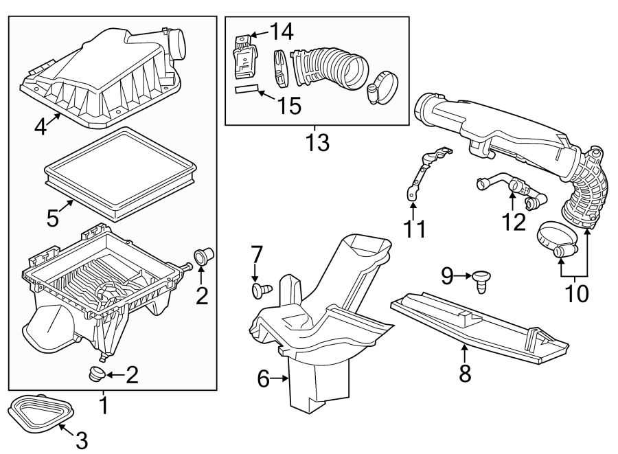 Diagram ENGINE / TRANSAXLE. AIR INTAKE. for your 2016 Chevrolet Spark 1.4L Ecotec CVT LT Hatchback 