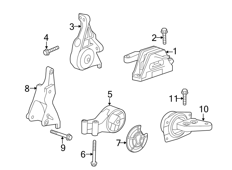 Diagram ENGINE / TRANSAXLE. ENGINE & TRANS MOUNTING. for your 2013 GMC Sierra 2500 HD  Denali Crew Cab Pickup Fleetside 