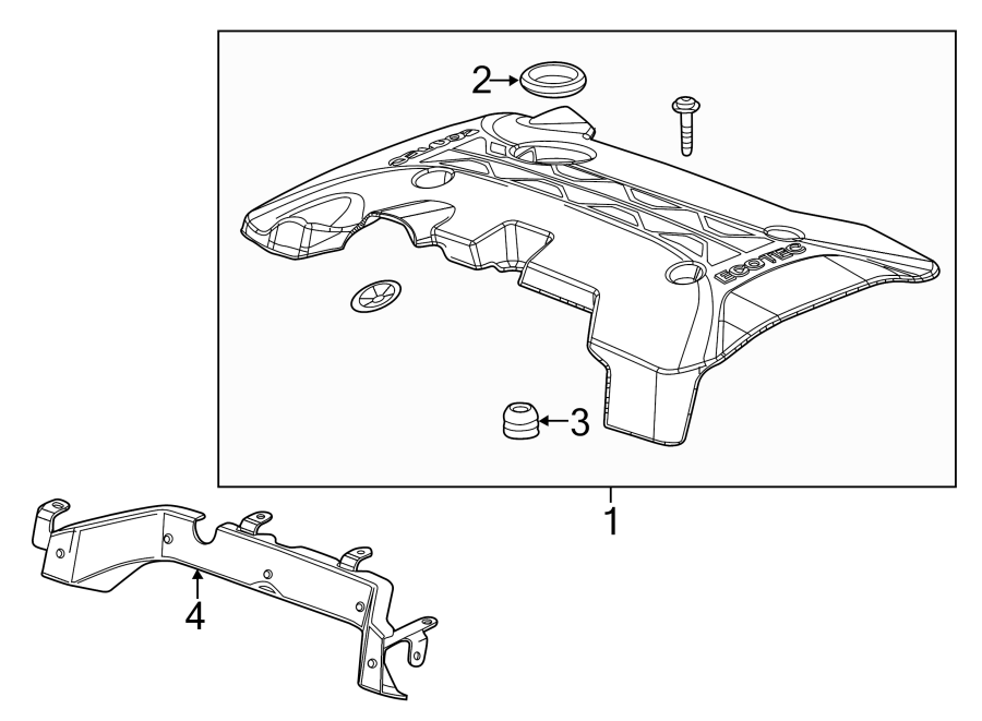 Diagram ENGINE / TRANSAXLE. ENGINE APPEARANCE COVER. for your Chevrolet Malibu  