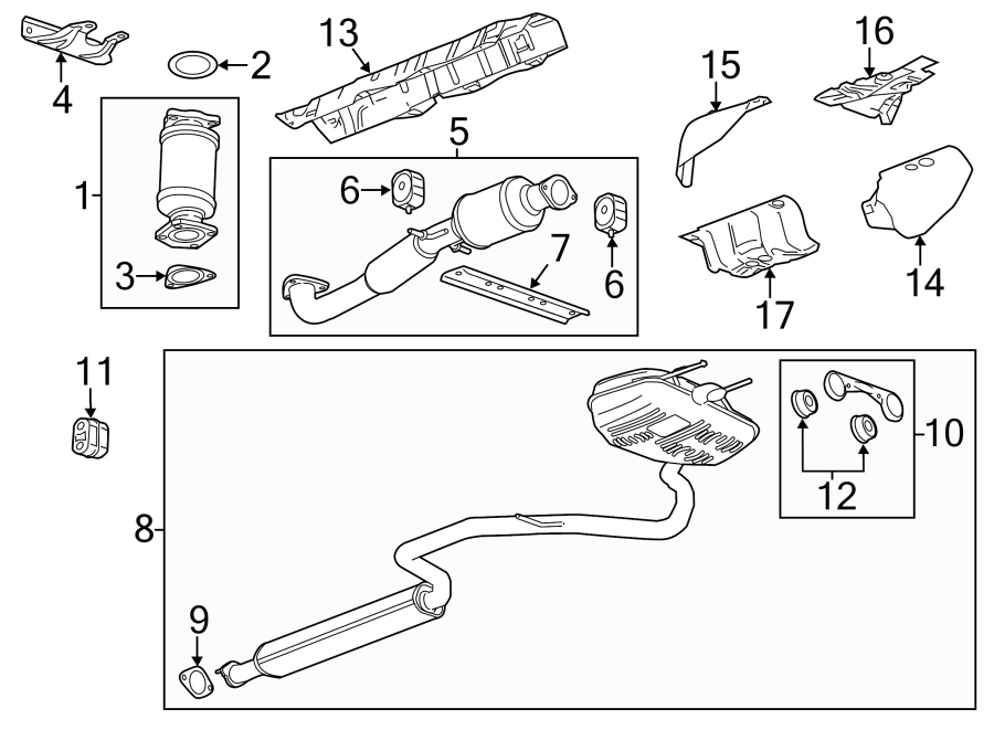 Diagram EXHAUST SYSTEM. EXHAUST COMPONENTS. for your 2021 Chevrolet Camaro 6.2L V8 M/T LT1 Coupe 