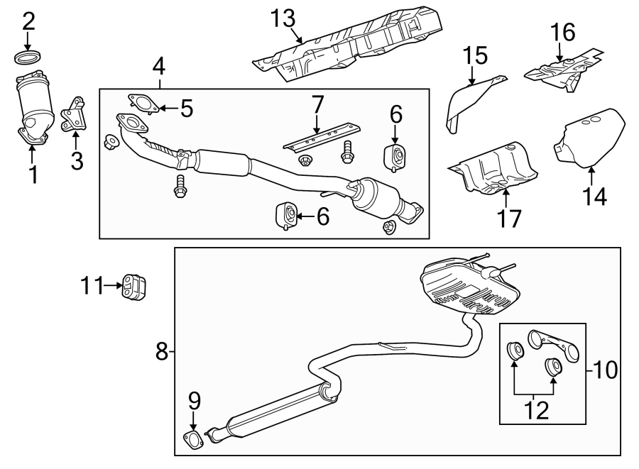 Diagram EXHAUST SYSTEM. EXHAUST COMPONENTS. for your 2005 Chevrolet Classic   