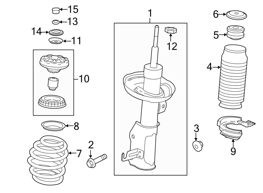 Diagram FRONT SUSPENSION. STRUTS & COMPONENTS. for your 2024 Chevrolet Equinox  Premier Sport Utility 