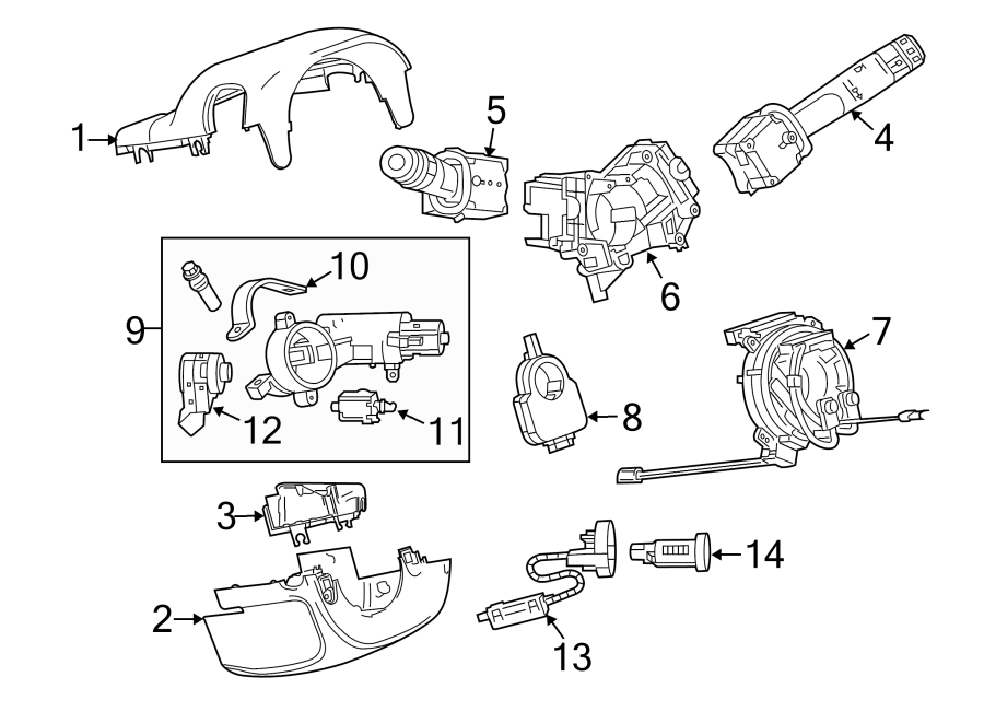 Diagram STEERING COLUMN. SHROUD. SWITCHES & LEVERS. for your 2017 Chevrolet Spark 1.4L Ecotec M/T LS Hatchback 