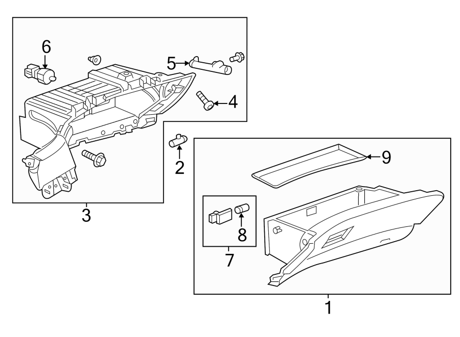 Diagram INSTRUMENT PANEL. GLOVE BOX. for your Chevrolet Malibu Limited  