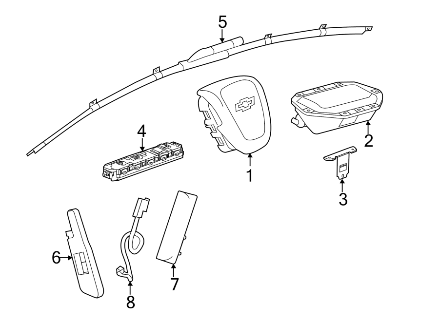 Diagram RESTRAINT SYSTEMS. AIR BAG COMPONENTS. for your 2018 Chevrolet Silverado   