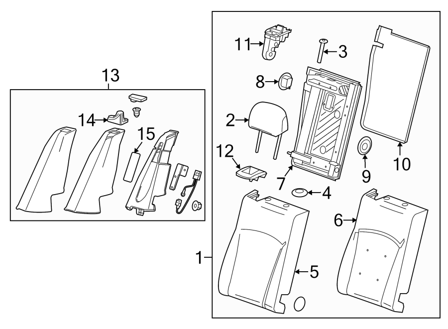 Diagram SEATS & TRACKS. REAR SEAT COMPONENTS. for your 2005 Chevrolet Express 1500   