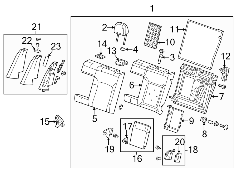 Diagram SEATS & TRACKS. REAR SEAT COMPONENTS. for your 2007 Cadillac Escalade EXT   